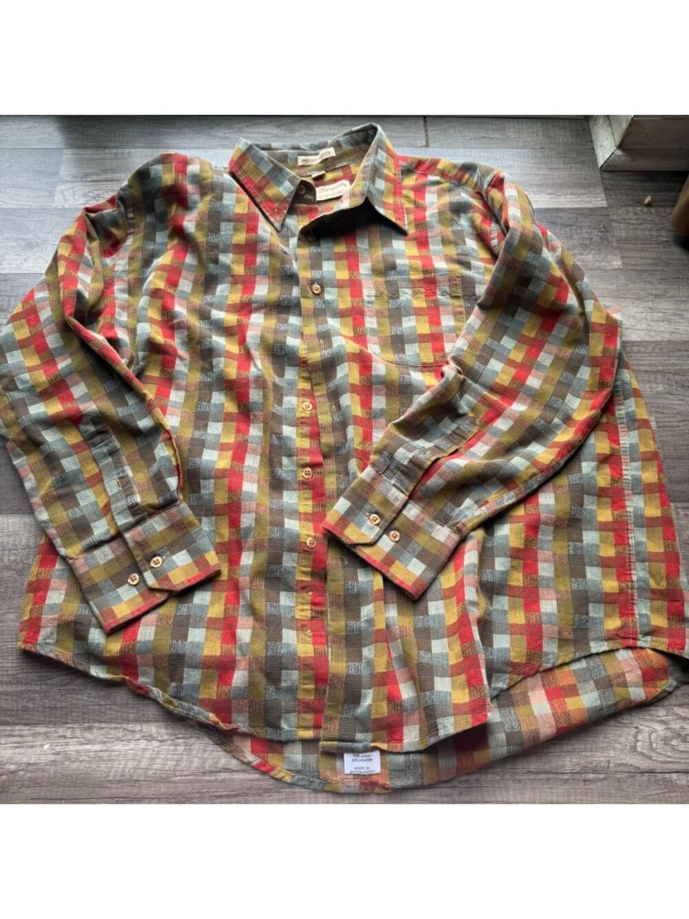 Norm Thompson Mens XL Plaid Button-Up Shirt Long Sleeve Multicolor Cotton Casua